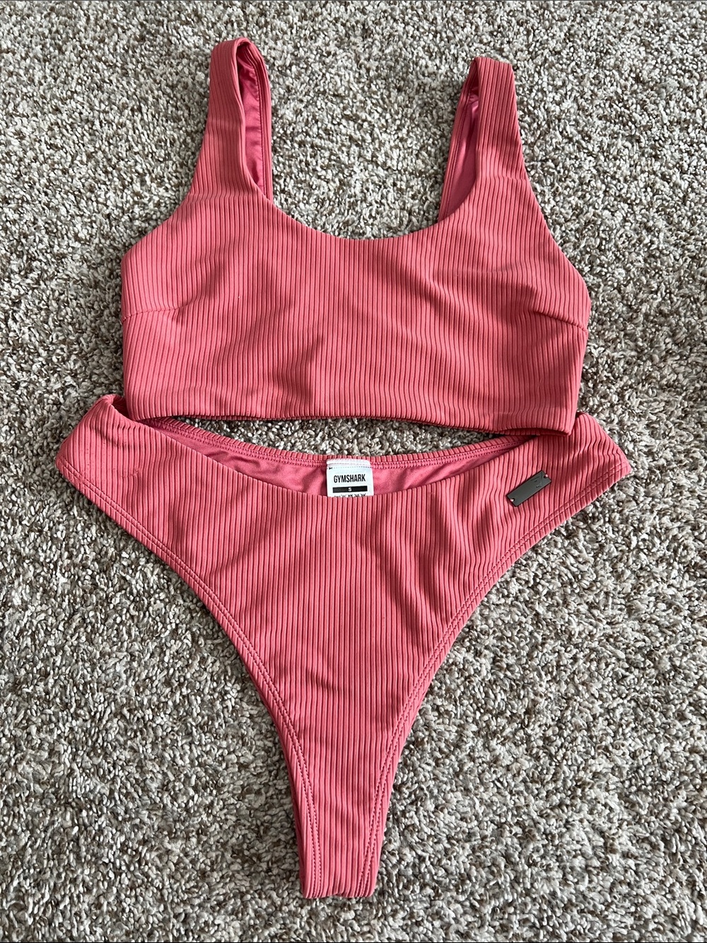Gymshark Pink Ribbed Bikini Set Size Small